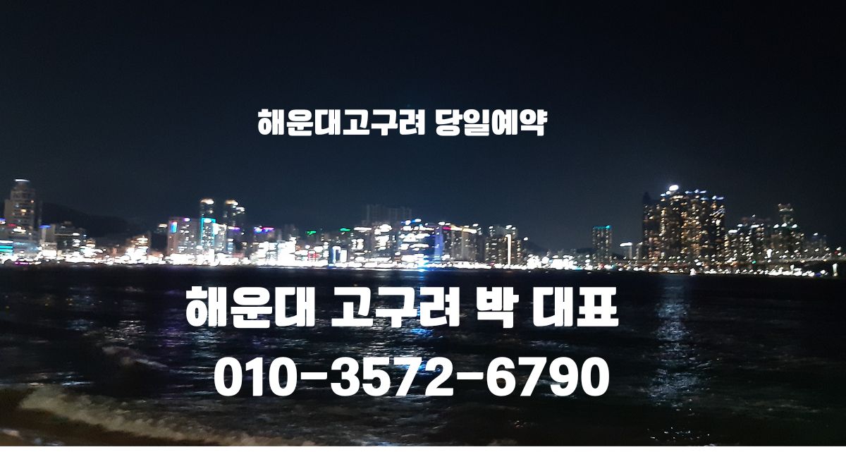 해운대 고구려 박대표 010-3572-6790 – 야경 배경의 안내 이미지
